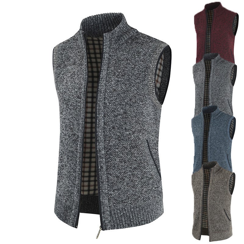E-Commerce 2020 Youth Leisure Vest Collar Stitching Men'S Leisure Fleece-Lined Vest - Image 2